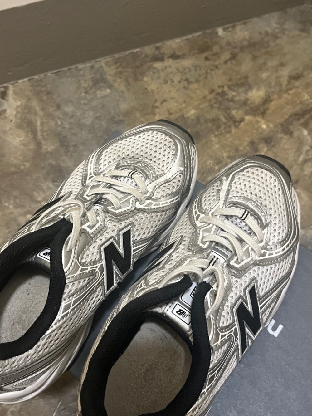 New Balance Silver and Black Mesh Running Sneakers - Picture 4 of 4